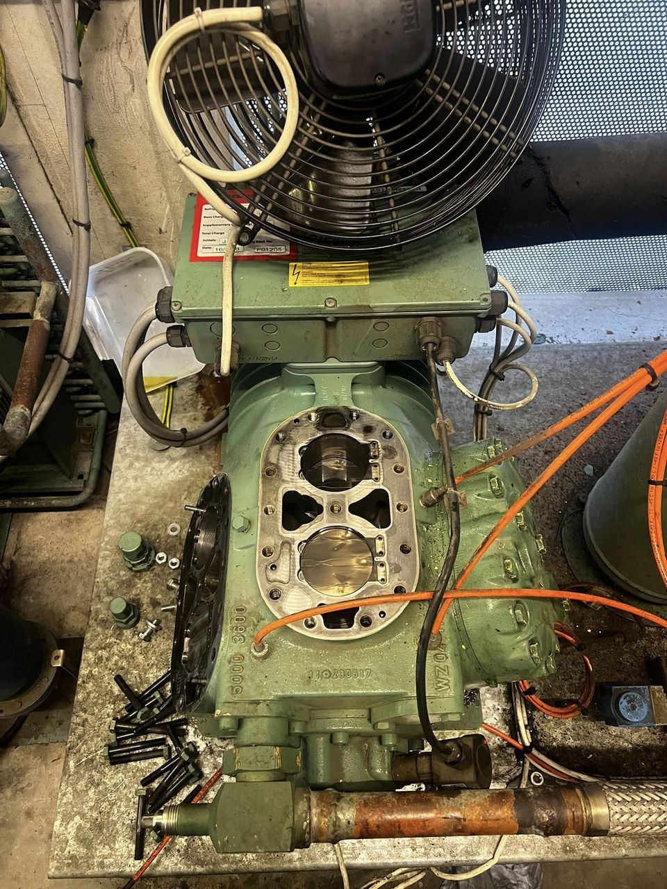 Compressor strip-down in progress