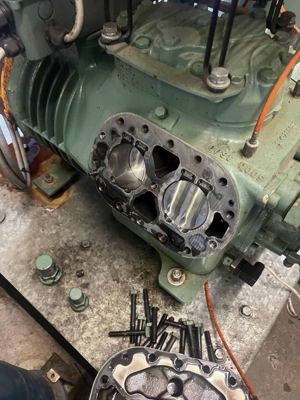 Bitzer compressor with cylinder head removed